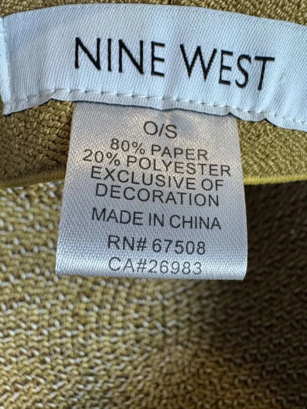 Nine West Woven Sun Hat Paper & Polyester One Size Gold/Brown
